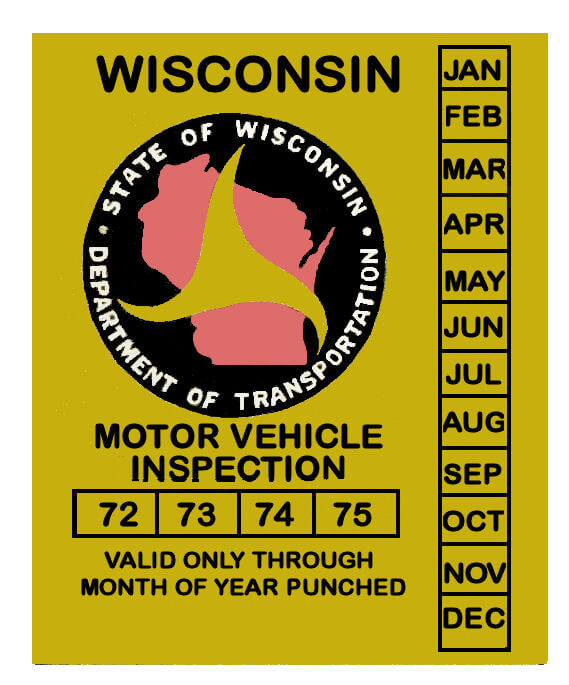 (image for) 1972-75 Wisconsin INSPECTION Sticker
